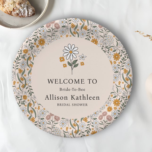 Boho Floral Earth Tones Botanical Bridal Shower  Paper Plates (Creator Uploaded)