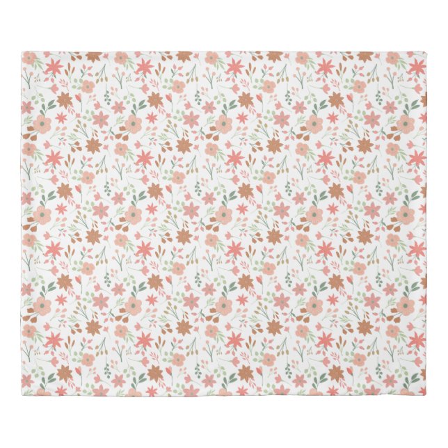 Boho Floral Earth Tones Modern Flowers Duvet Cover (Front)