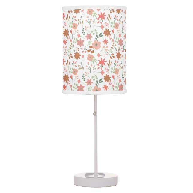 Boho Floral Earth Tones Modern Flowers Table Lamp (Front)