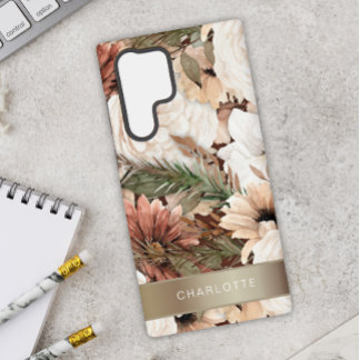Boho Floral Earth Tones  Samsung Galaxy S22 Ultra Case