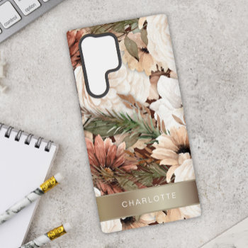 Boho Floral Earth Tones  Samsung Galaxy S22 Ultra Case by GraphicAllusions at Zazzle