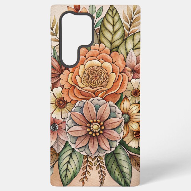 Boho Floral Earth Tones Samsung Galaxy Case (Back)