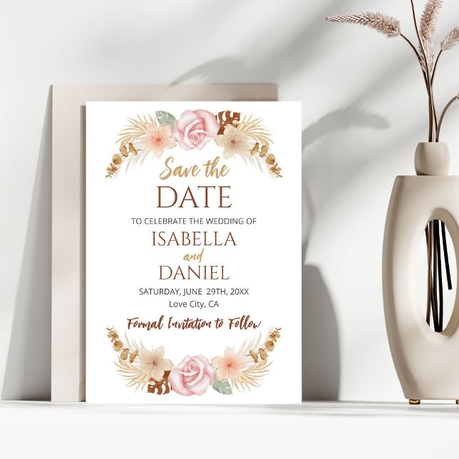 Boho Floral  Earth Tones Wedding  Save The Date  (Creator Uploaded)
