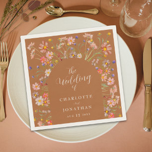 Boho Floral Elegant Arch Fall Wedding Napkins