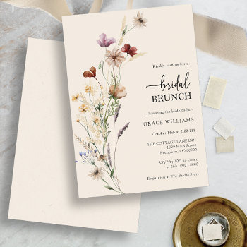 Boho Floral Elegant Bridal Brunch Invitation by The_Painted_Paperie at Zazzle