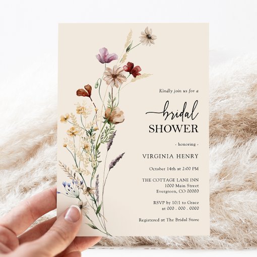 Boho Floral Elegant Bridal Shower Invitation | Zazzle