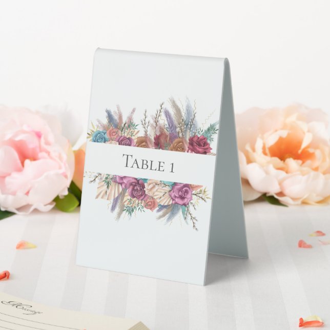 Boho Floral Elegant Wedding Table Sign (In SItu (Wedding))