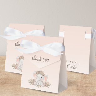 Boho Floral Elephant Baby Shower Thank You Favor Boxes