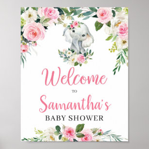 Pink Elephant Baby Shower Signs – AspenJay