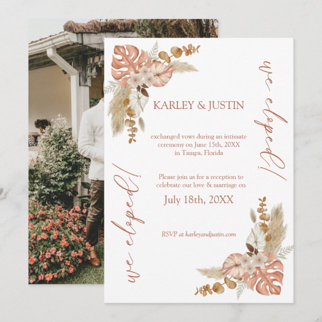 Boho Floral Elopement Announcement (Front/Back)