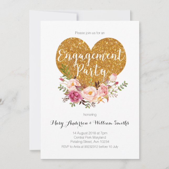 Boho Floral Engagement Party Invitation (Front)