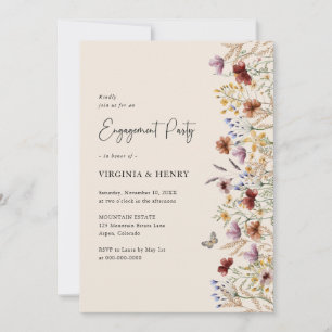 Boho Floral Engagement Party Invitation