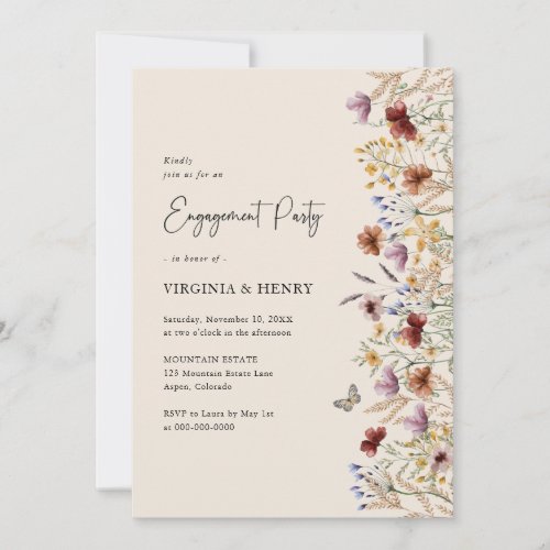 Boho Floral Engagement Party Invitation