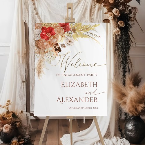 Boho Floral Engagement Party Welcome Sign