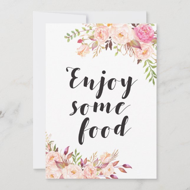 Boho floral Enjoy some food Sign 5x7" Size Invitation (Front)