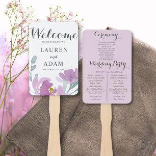 Boho Floral Eucalyptus Pink Wedding Program Hand Fan