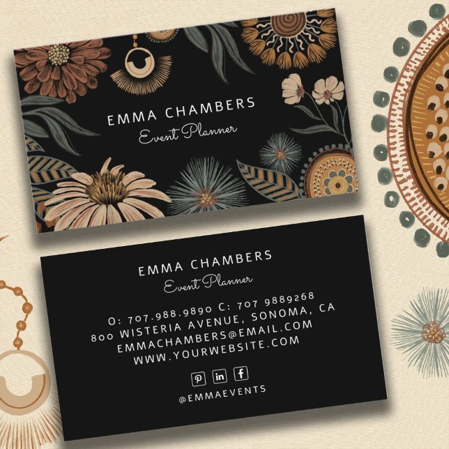 Boho Floral Event Planner Business Card (Creator Uploaded)