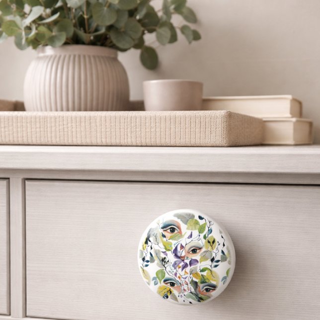 Boho Floral Face Drawer Pull Artistic Botanical (Creator Uploaded)