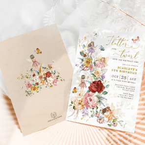 Boho Floral Fairy Princess Garden Birthday Party Invitation