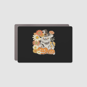 Boho Floral Fall Black Cat Halloween Essential T-S Car Magnet