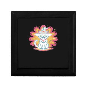 Boho Floral Fall Black Cat Halloween Essential T-S Gift Box