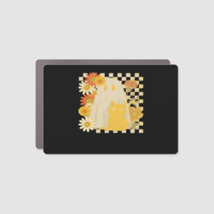 Boho Floral Fall Ghost and Black Cat Halloween Fal Car Magnet