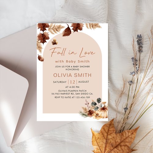 Boho Floral Fall in Love Pumpkin Baby Shower  Invitation