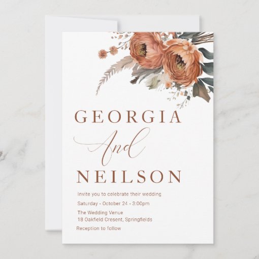 Boho Floral Fall Wedding Invitation | Zazzle