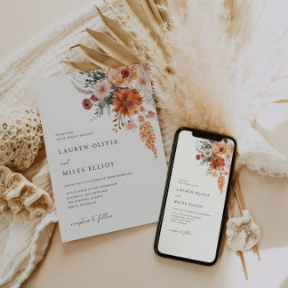 Boho Floral Fall Wedding Invite