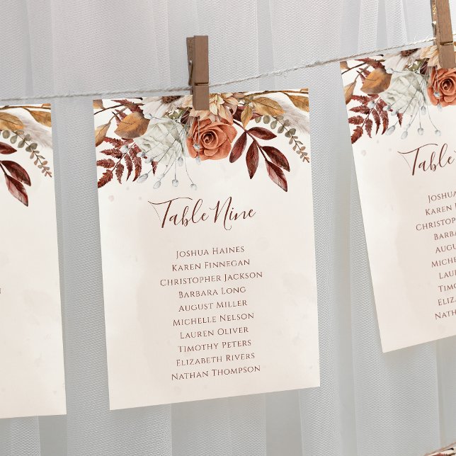 Boho Floral Fall Wedding Seating Chart Table Plan (Creator Uploaded)
