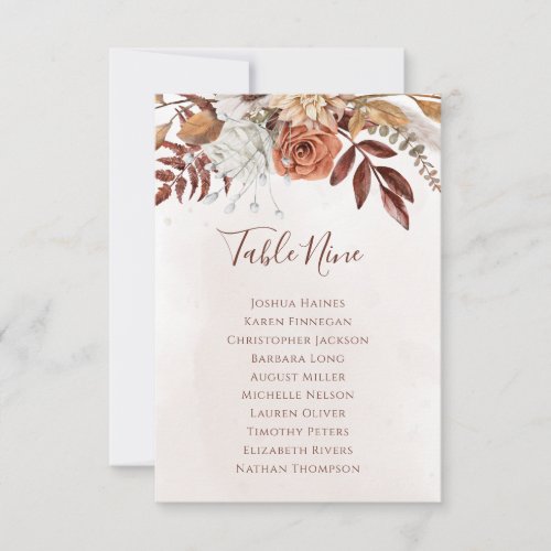 Boho Floral Fall Wedding Seating Chart Table Plan