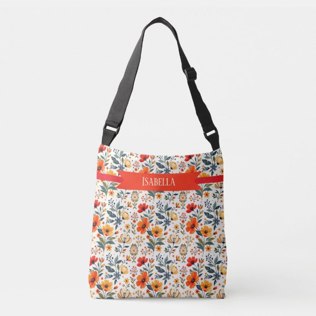Boho Floral Fantasy Crossbody Bag (Front)
