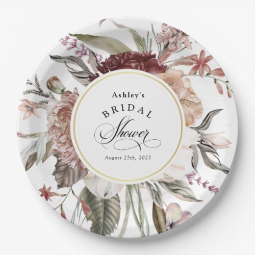 Boho Floral Fantasy Watercolor Bridal Shower Paper Plates