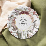 Boho Floral Fantasy Watercolor Bridal Shower Paper Plates<br><div class="desc">This wonderfully feminine and unique boho style bridal shower paper plate has a sumptuous neutral color palette in beige, green, peach, and tinges of pink and terracotta along with burgundy marsala accent florals. The lovely watercolor elements have a nature-inspired organic appeal. A round frame with gold accent adds elegance to...</div>