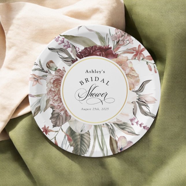Boho Floral Fantasy Watercolor Bridal Shower Paper Plates (Creator Uploaded)