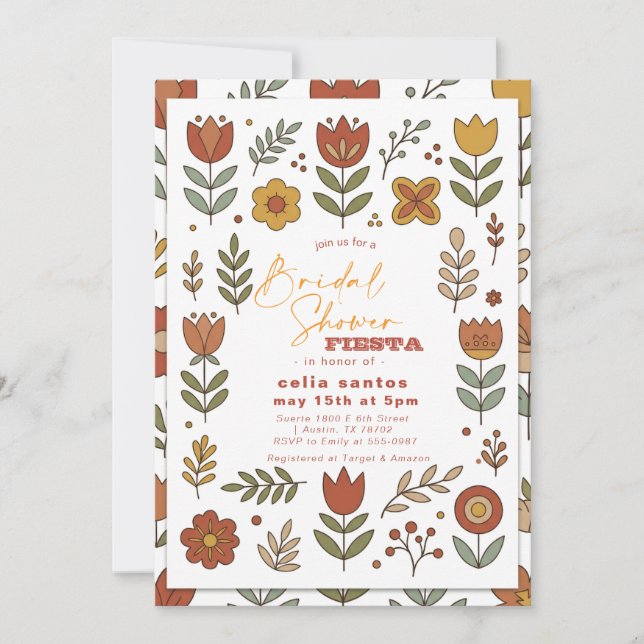 Boho Floral Fiesta Bridal Shower Invitation (Front)