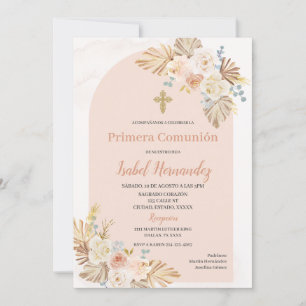 Boho Floral first communion Spanish Invitation