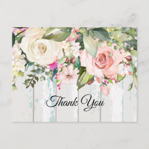 boho floral, flower birthday thank you card