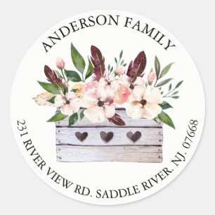 Boho Floral Flower Box Address Label Sticker