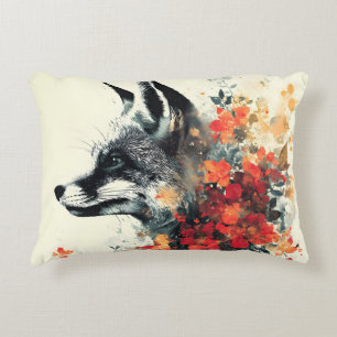 Boho Floral Fox Wildlife Nature Accent Pillow