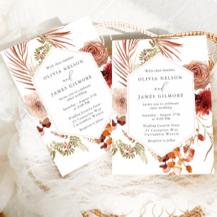Boho Floral Frame Modern Wedding Invitation
