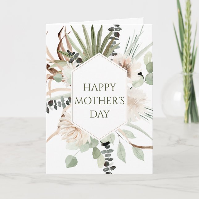Boho Floral Frame Mother's Day Card (Front)
