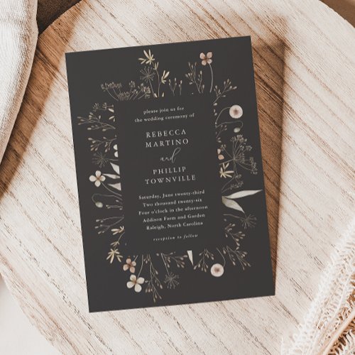 Boho Floral Frame Wildflower Wedding Invitation