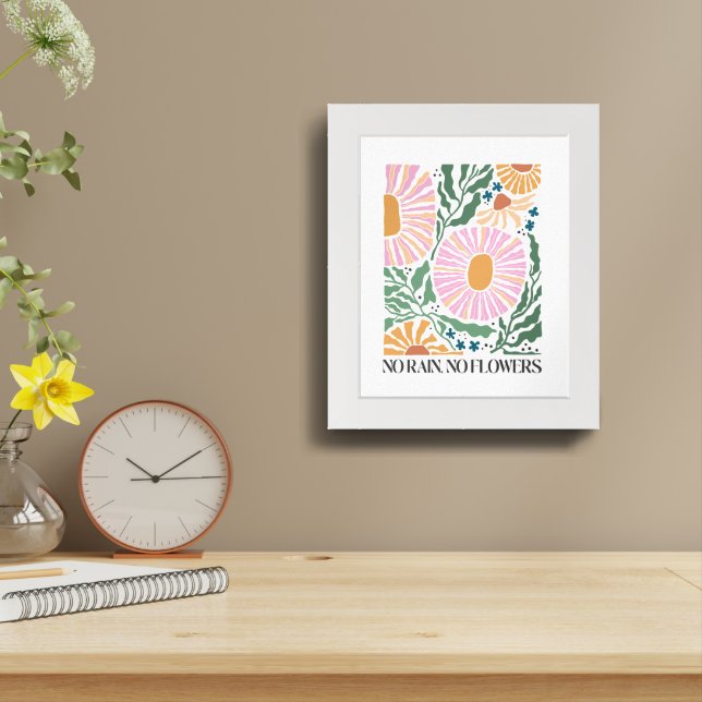 Boho Floral Framed Art with Inspirational Quote (Table Top)