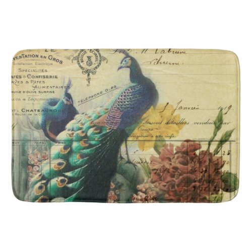 boho floral french country modern vintage peacock bath mat