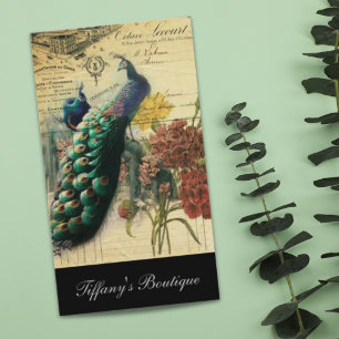 boho floral french country modern vintage peacock business card