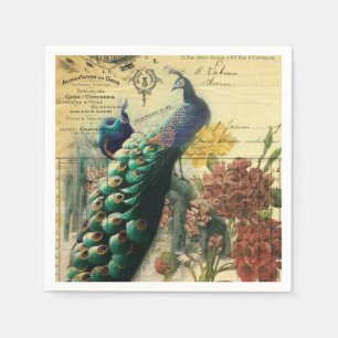 boho floral french country modern vintage peacock paper napkins
