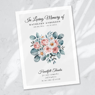 Boho Floral Funeral Memorial Thank You Card