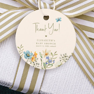 Boho floral garden baby shower thank you favor tags