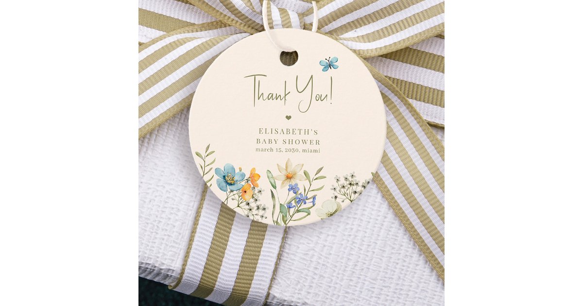 Boho floral garden baby shower thank you favor tags | Zazzle